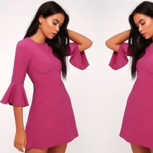Lulu’s Center of Attention Magenta Flounce Dress